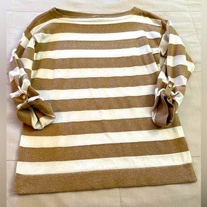 J Crew small gold/cream striped top